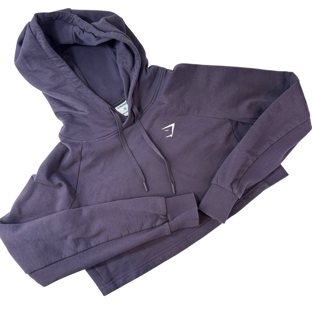 Gymshark Training Cropped Hoodie, Dark Purple, XS